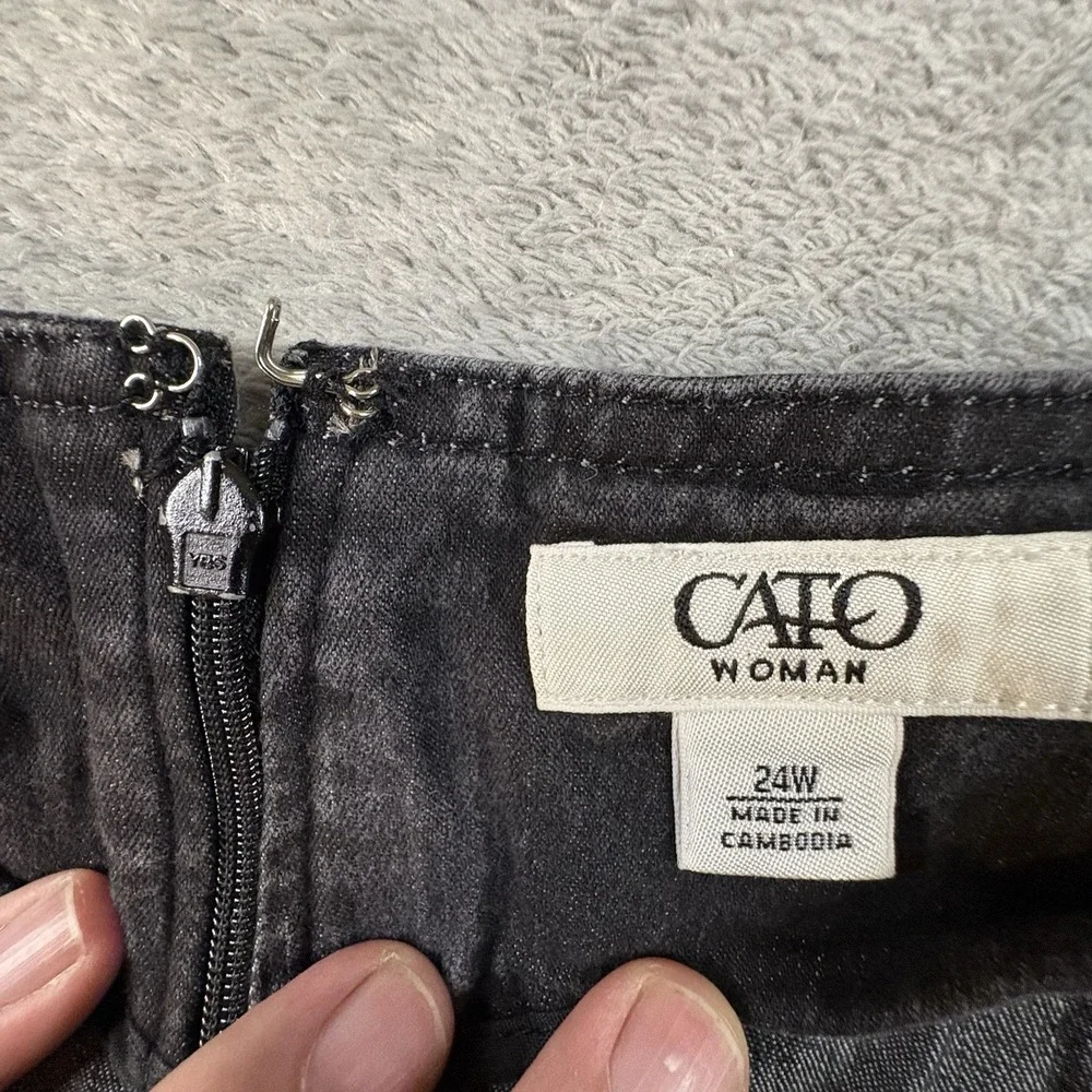 Cato Woman Women's 24W (44x35.5) Black Denim Skirt Plus Size A Line Stretch Midi